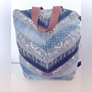 Sakroots Handbag/crossbody The City Tote Blue Magnetic Closure/ Adjustable Strap
